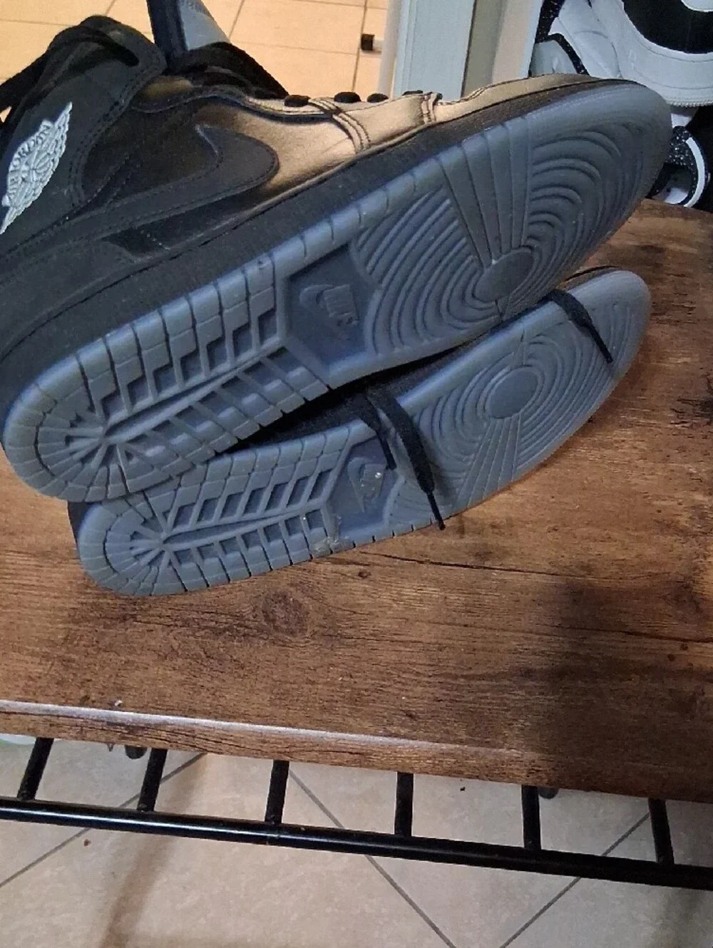 Jordan Black High-Top Sneakers with Red Tongue Patch